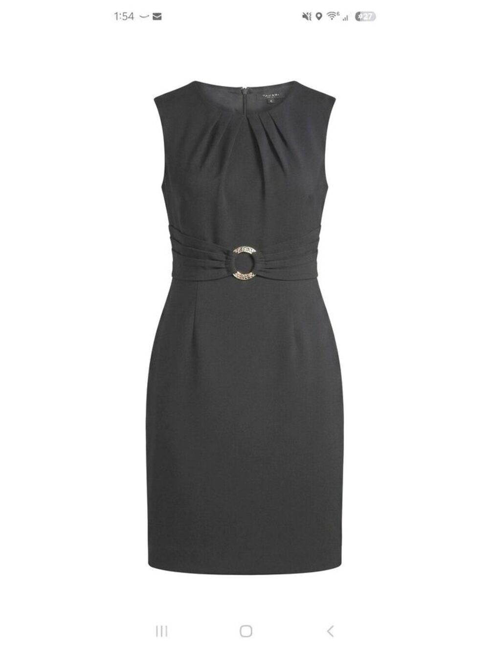 Tahari Arthur S. Levine Juliana Black Dress women's 12 Gold Accent Waist Detail